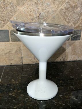 White Insulated Orca Martini Glass with Spill-Resistant Lid